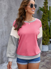 Colorblock Pullover Long Sleeve Sweatshirt