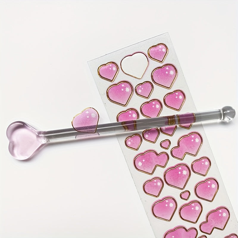 Love Heart Golden Edge Transparent Bubble Sticker DIY Decoration