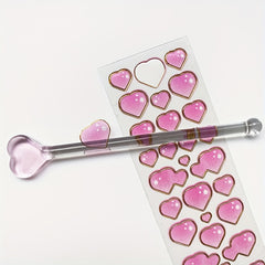 Love Heart Golden Edge Transparent Bubble Sticker DIY Decoration