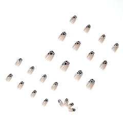 24 pcs Leopard Print Press On Nails with Rhinestone Accents for Women & Girls