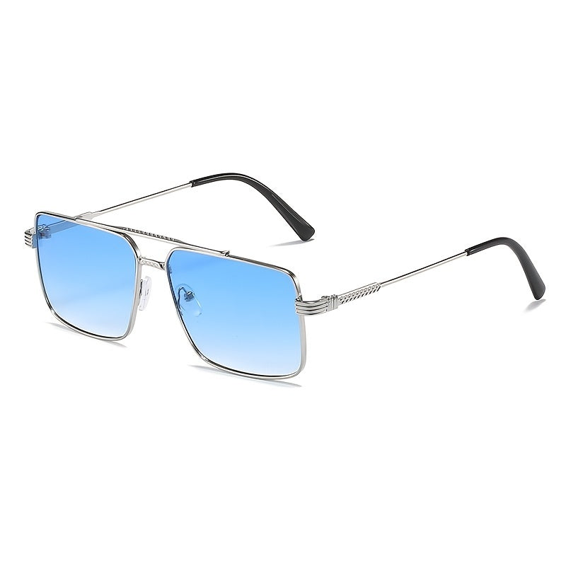European American Men's Rectangular Sunglasses Vintage Double Bridge Glasses