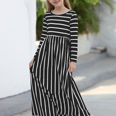 Girls Floral Print Loose Dress With Pockets for Spring
