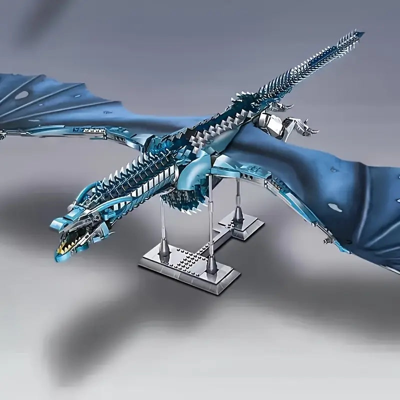 1889pcs Silvery Frost Dragon Building Blocks Set for Display Decor