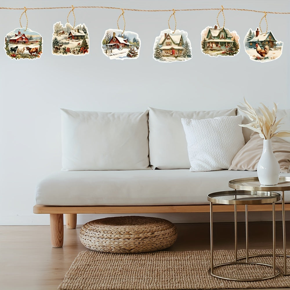 6pcs Christmas Farm Hanging Ornaments Xmas Tree Decorations