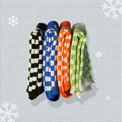 12 Pairs Checkerboard Crew Socks Women's Stockings