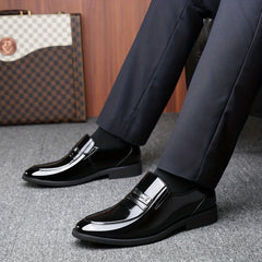 Men's Glossy Slip on Dress Shoes Business Formal Shoes Men's Footwear