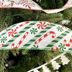 Christmas Candy Peppermint Wired Edge Ribbon Burlap Ribbon DIY Craft