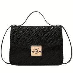 Chic Faux Leather Crossbody Bag in Pink/Green