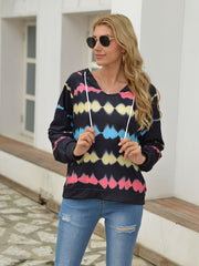 Tie Dye Heartbeat Print Hoodie Women's Sweatshirt