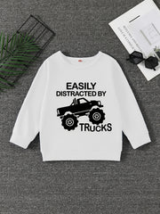 TRUCKS Letter Print Boys Casual Sweatshirt Long Sleeve Crew Neck Tops