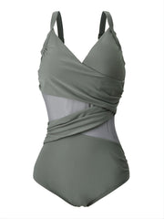 Mesh Criss Cross One Piece Swimsuit