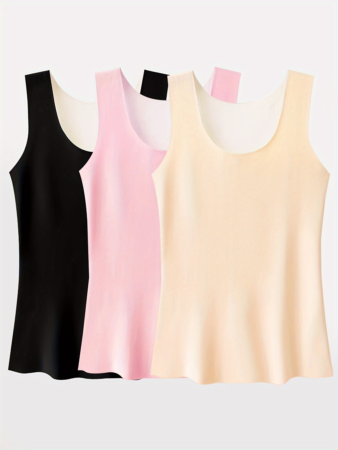 3pcs Seamless Thermal Underwear Crew Neck Top Women's Lingerie