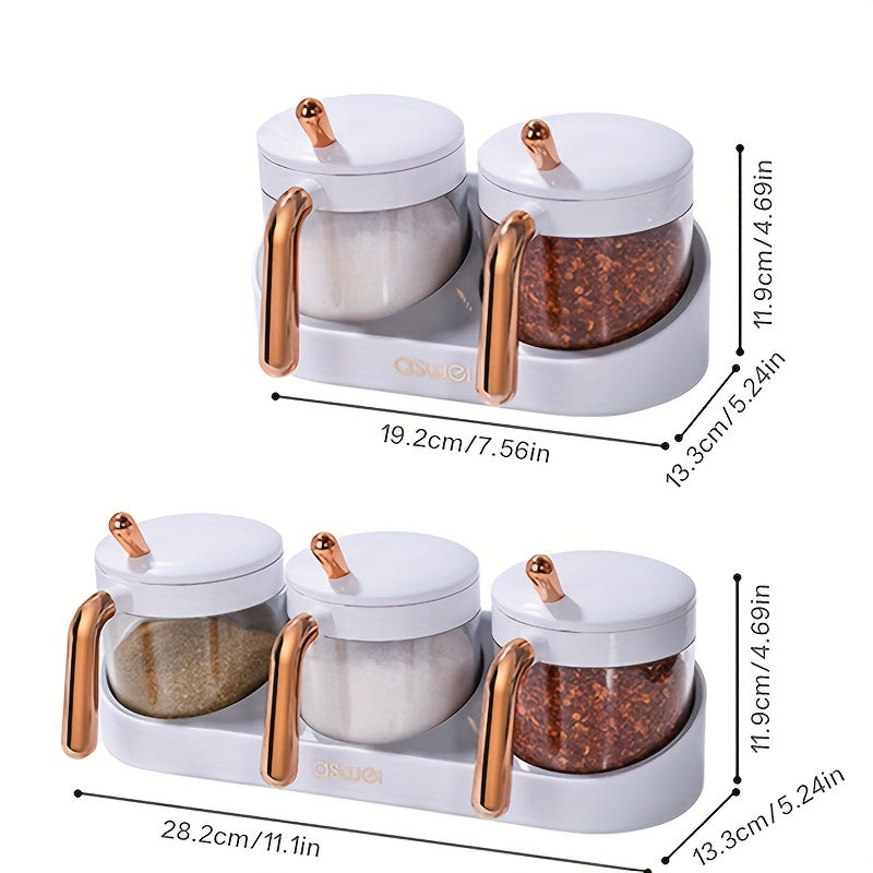 Wall Mounted Seasoning Storage Box Set Transparent Spice Container with Spoon
