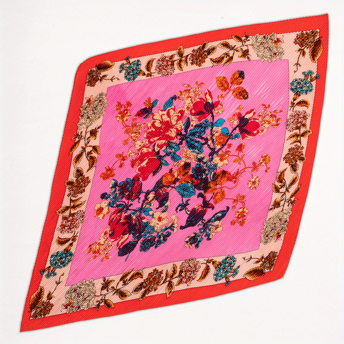 Plum Blossom Print Bandana Silky Floral Scarf - 4 Colors