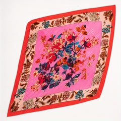 Plum Blossom Print Bandana Silky Floral Scarf - 4 Colors