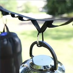 Outdoor Camping Clothesline With 19 Hooks and Mountaineering Buckle