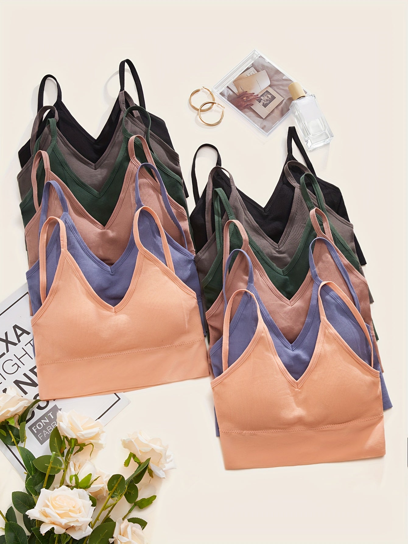 12pcs Wireless Bras Stretch Intimates Breathable Bra Women's Lingerie