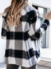Plaid Long Sleeve Button Blouses Top For Women