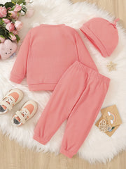 Girls Waffle Top Plaid Pants Toddler Baby Outfit 2pcs