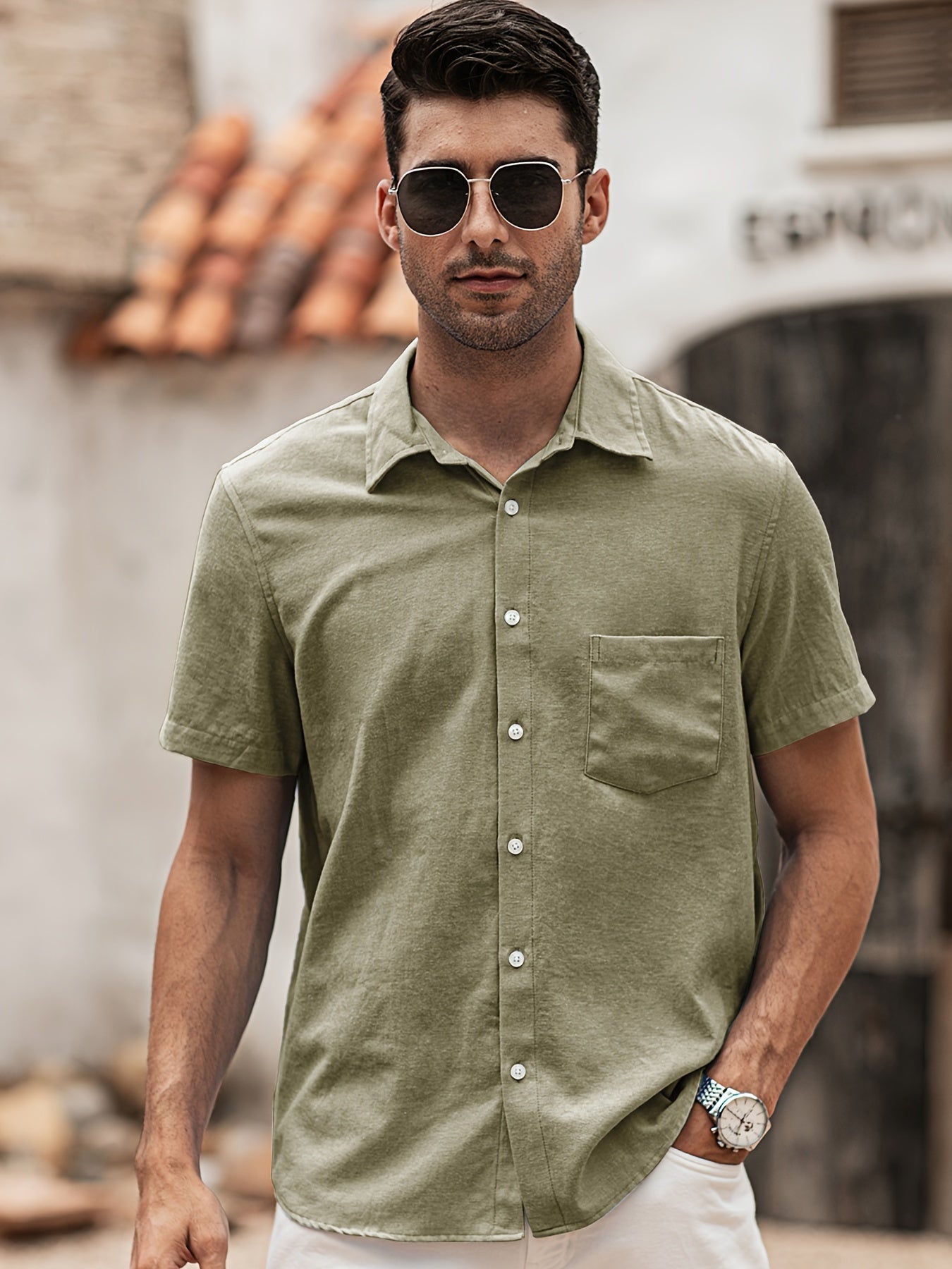Men's Casual Basic Pattern High Stretch Short Sleeve T-Shirt