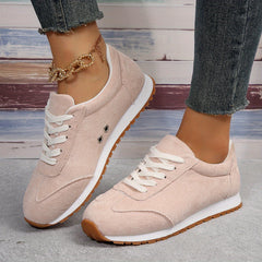 Women's Solid Platform Sneakers Casual Lace Up Outdoor Shoes