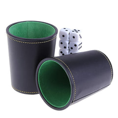 PU Leather Dice Cup Set with 5 Dices Party Drinking Game Set