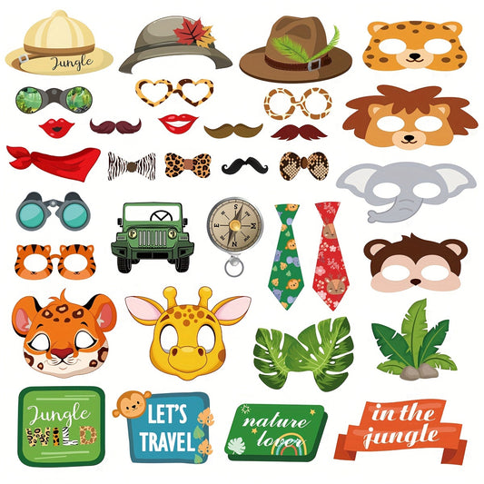 30pcs Jungle Theme Party Photo Props
