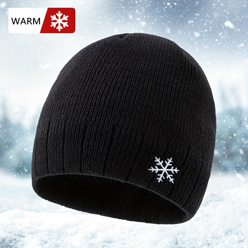 Snowflake Knit Cap Winter Ear Protection Hat Warm Beanie