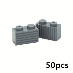 50pcs 1x2 Textured City Fence Blocks for Wall Decoration
