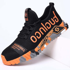 Men's Steel Toe Work Safety Shoes, Anti-skid, Puncture Proof, Lace Up