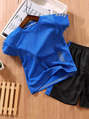 Kids Sports Casual Suit T-shirt & Shorts Set Quick Drying Lightweight
