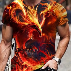 Men's Flame Phoenix 3D Print T Shirt for Summer