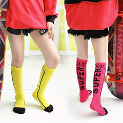 3 Pairs Kids Street Style Dance Socks Comfy High Socks Students Stockings