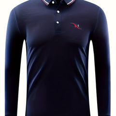 Men's Slide Print Polo Shirt Casual Breathable Button Up Lapel