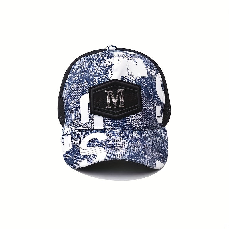 Graffiti Duck Tongue Cap Letter M Retro Baseball Cap
