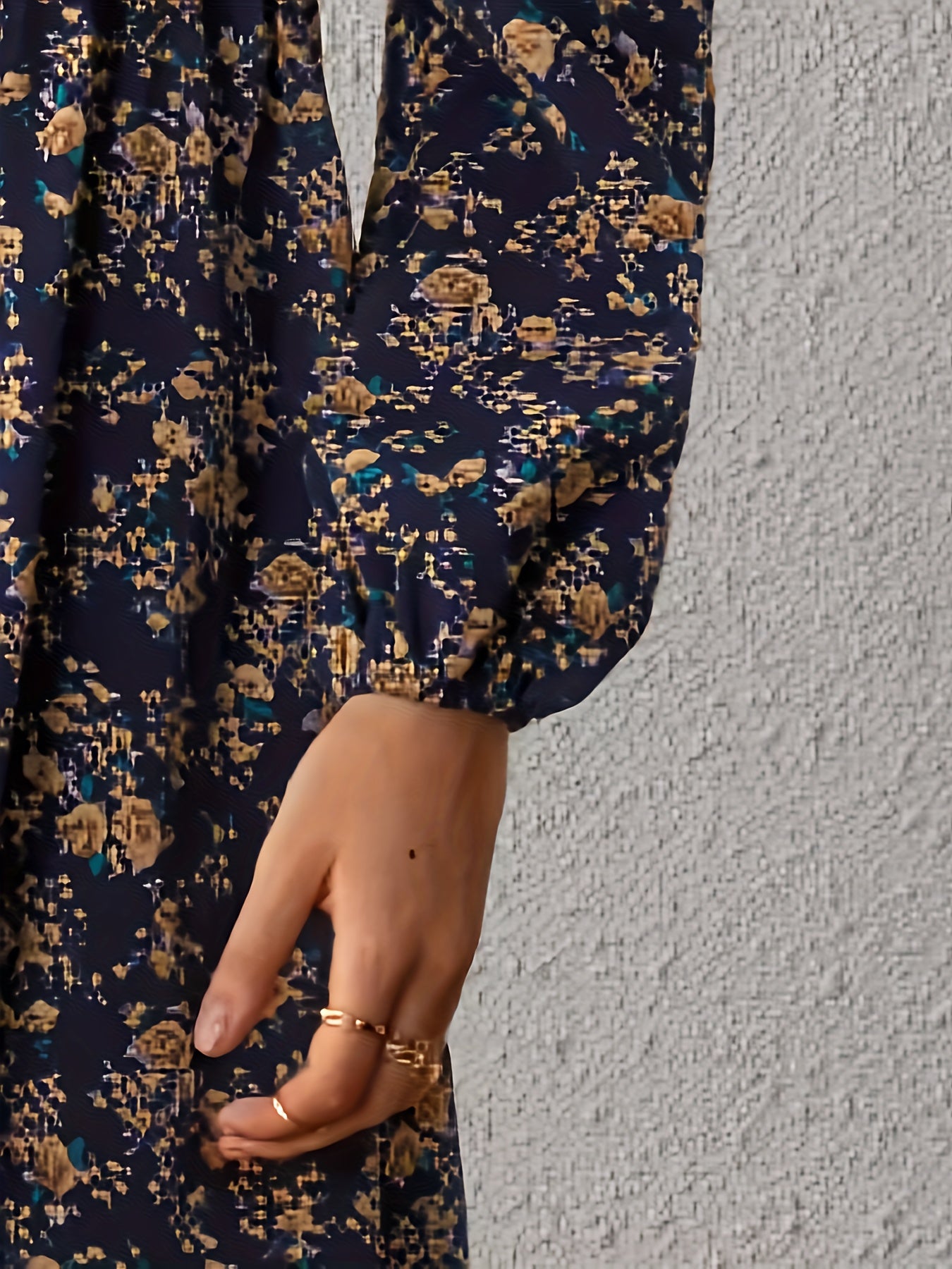 Boho Dress Women's Plus Floral Print Lantern Sleeve Mini Dress