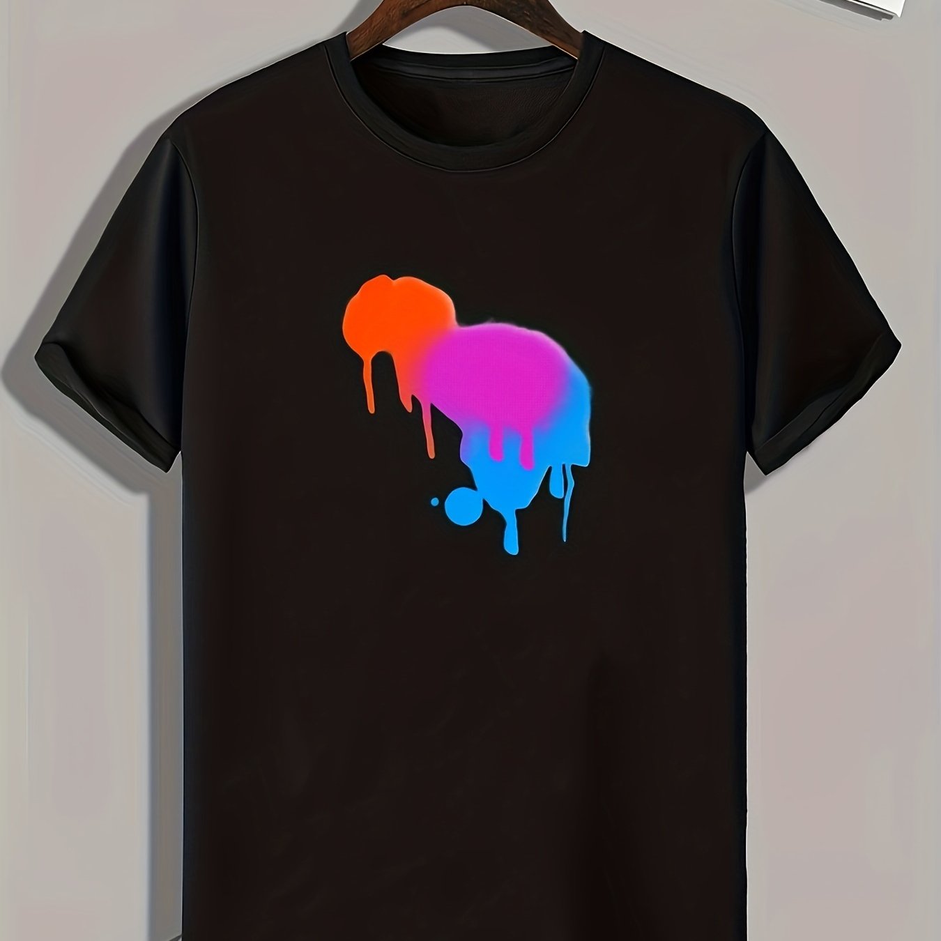 Gradient Splatter Print Men's Active T-shirt Stretch Tee For Summer