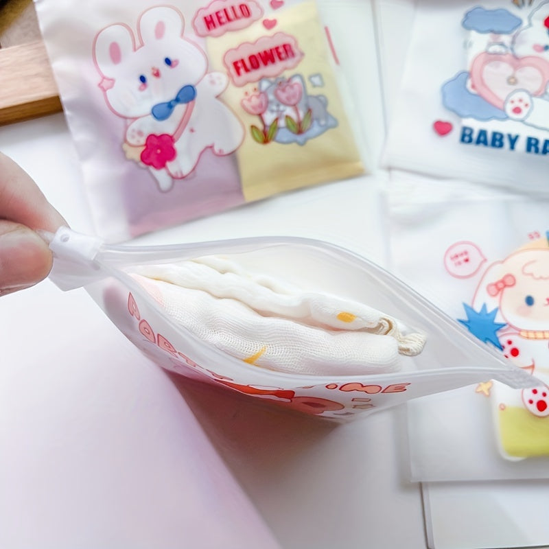 5pcs Cartoon Self-Sealing Plastic Bags for Snacks - Reusable Pouches