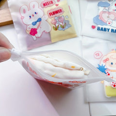 5pcs Cartoon Self-Sealing Plastic Bags for Snacks - Reusable Pouches