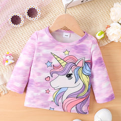 Toddler Baby Girls Horse Print Pullover Long Sleeve Top