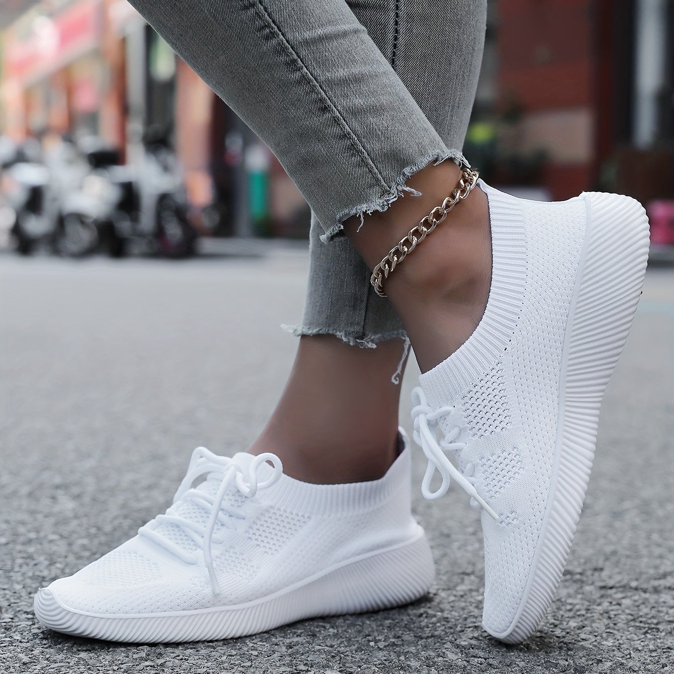 Women's Knit Athletic Shoes Low Top Running Trainers