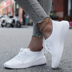Women's Knit Athletic Shoes Low Top Running Trainers