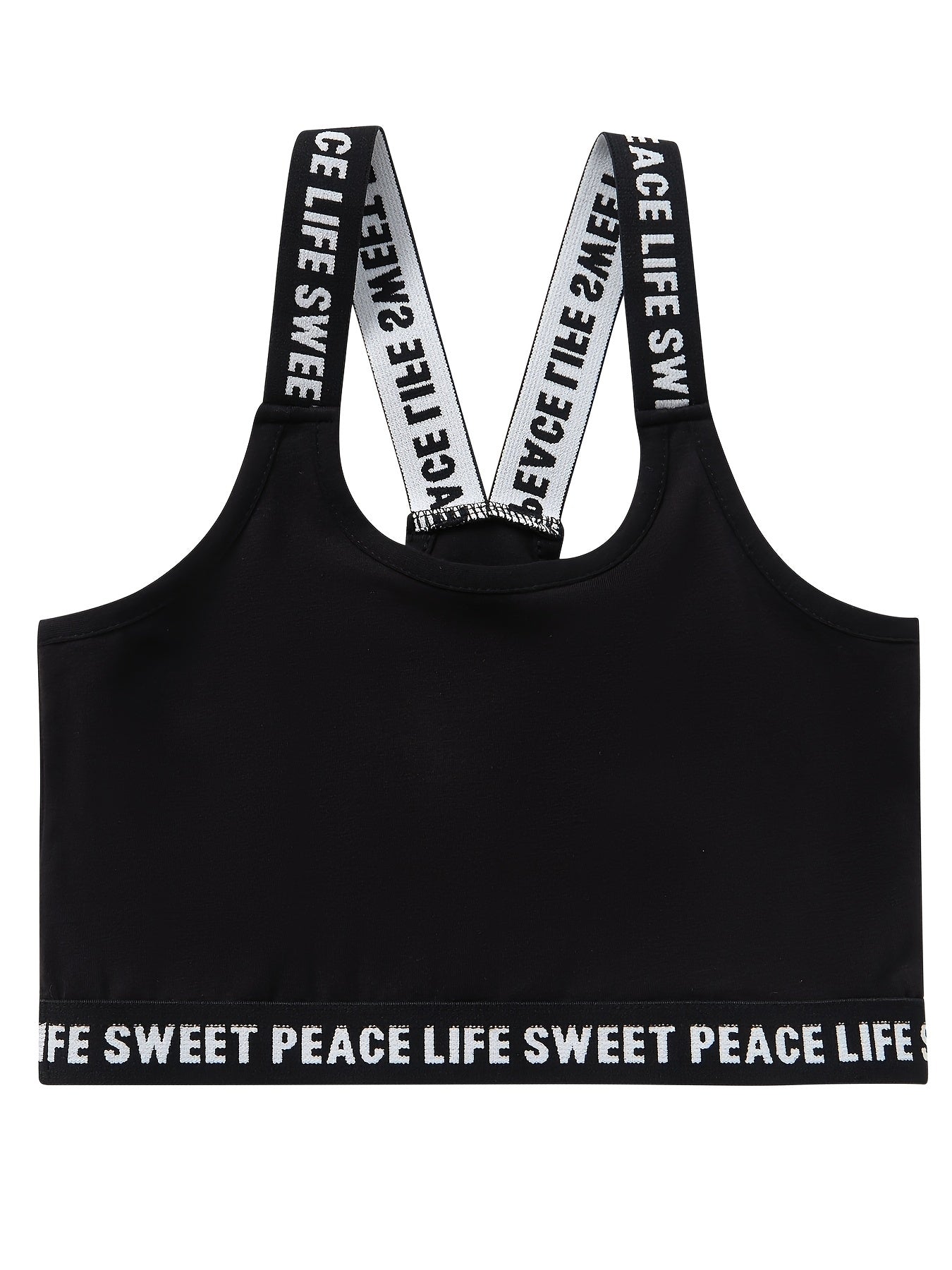 Girls Training Bra Stretchy Alphabets Sports Bralette Sleeveless Crops