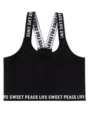 Girls Training Bra Stretchy Alphabets Sports Bralette Sleeveless Crops