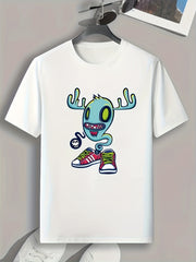 Funny Cartoon Print Men's Graphic T-shirt for Summer