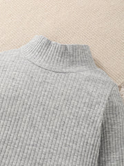 Baby's Turtleneck Ribbed All-match Long-sleeved T-shirt 3pcs Set