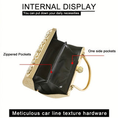 Rhinestone Evening Clutch Bag Geometric Pattern PU Material