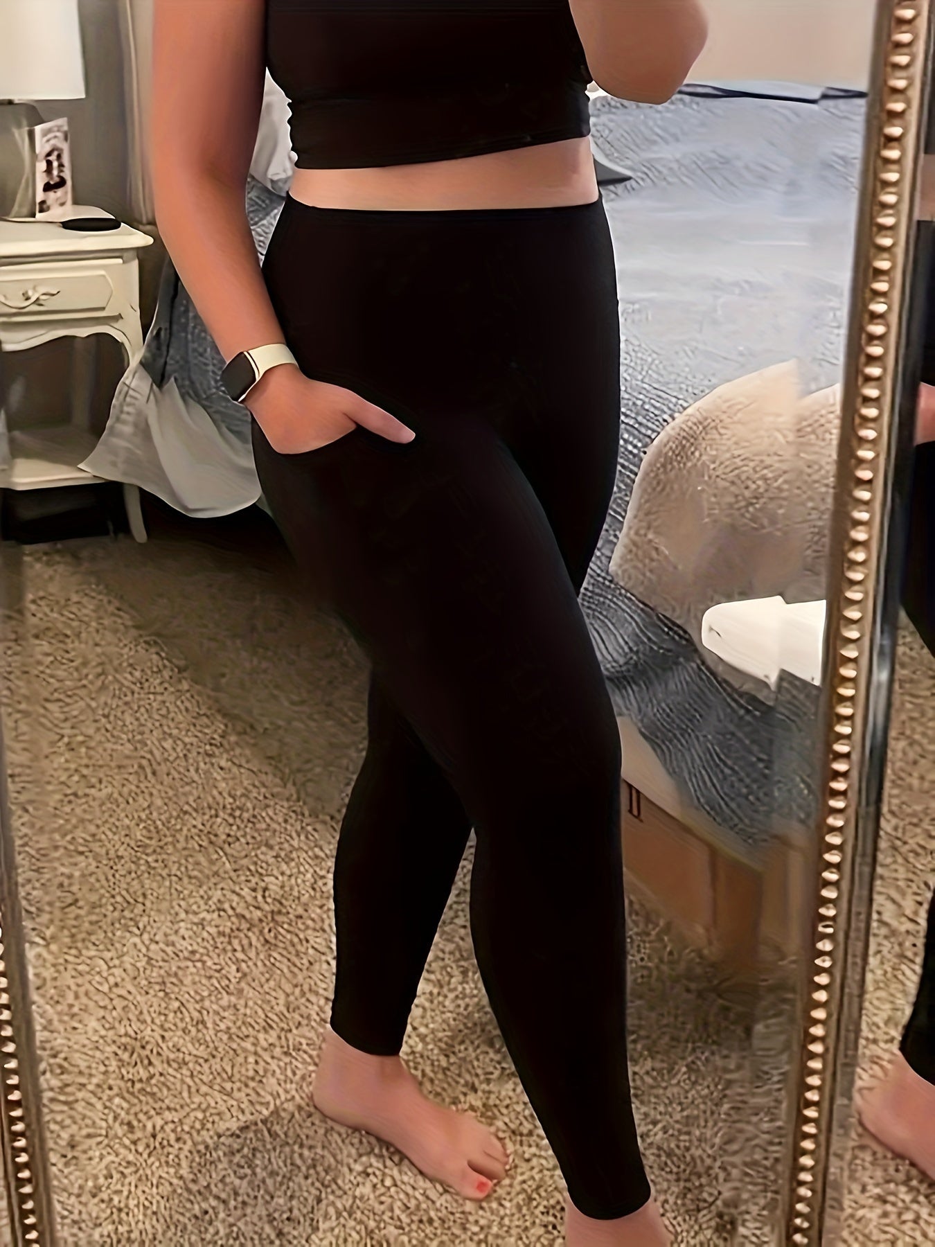 Solid Fitness Gym Leggings With Pocket High Waist Yoga Pants