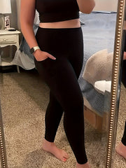 Solid Fitness Gym Leggings With Pocket High Waist Yoga Pants