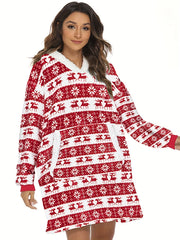 Women's Plus Size Christmas Nightgown Elk Snowflake Flanne...
